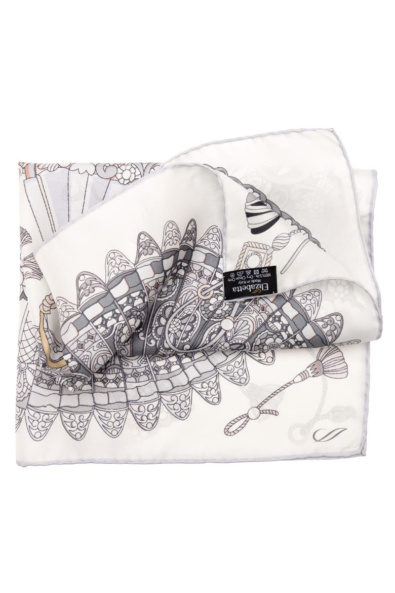 Venetian Fan - Silk Bandana, Alternate, color, Silver