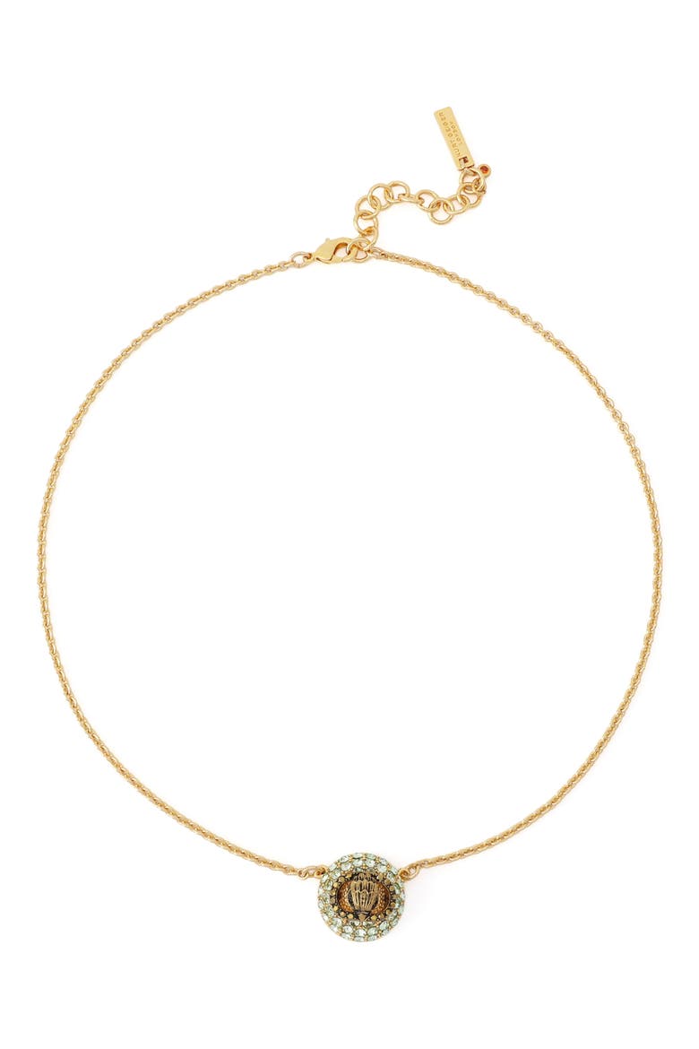 Eagle Pave Dome Pendant Necklace, Main, color, GREEN
