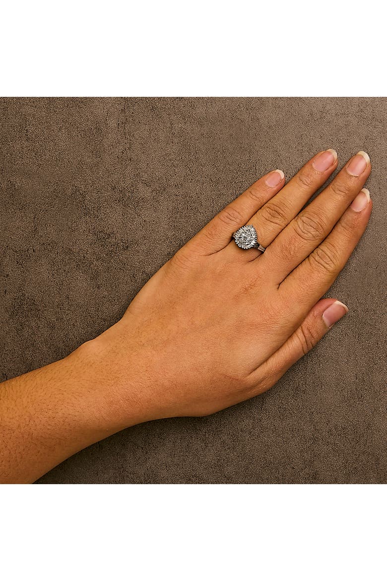 10K Gold 1/2 Cttw Diamond Domed Pave and Cluster Halo Cocktail Ring, Alternate, color, White
