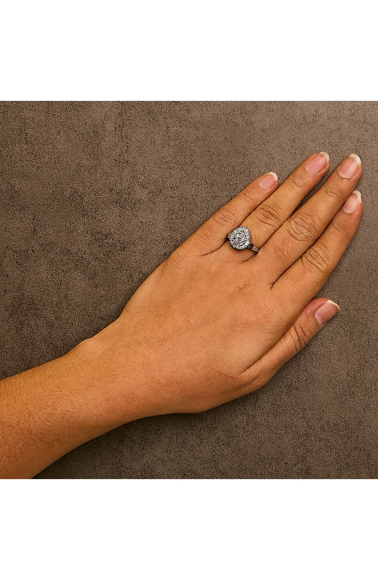 Haus of Brilliance 10K Gold 1/2 Cttw Diamond Domed Pave and Cluster Halo Cocktail Ring, Alternate, color, White