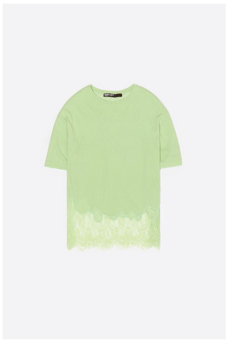 Long Lace T-shirt, Alternate, color, APPLE GREEN