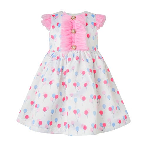 Shop Rachel Riley Balloon Ruffle Front Dress In Pink