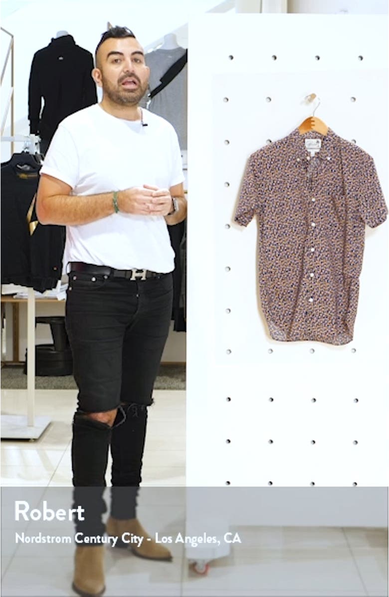 Slim Fit Floral Print Short Sleeve Button-Down Shirt, sales video thumbnail