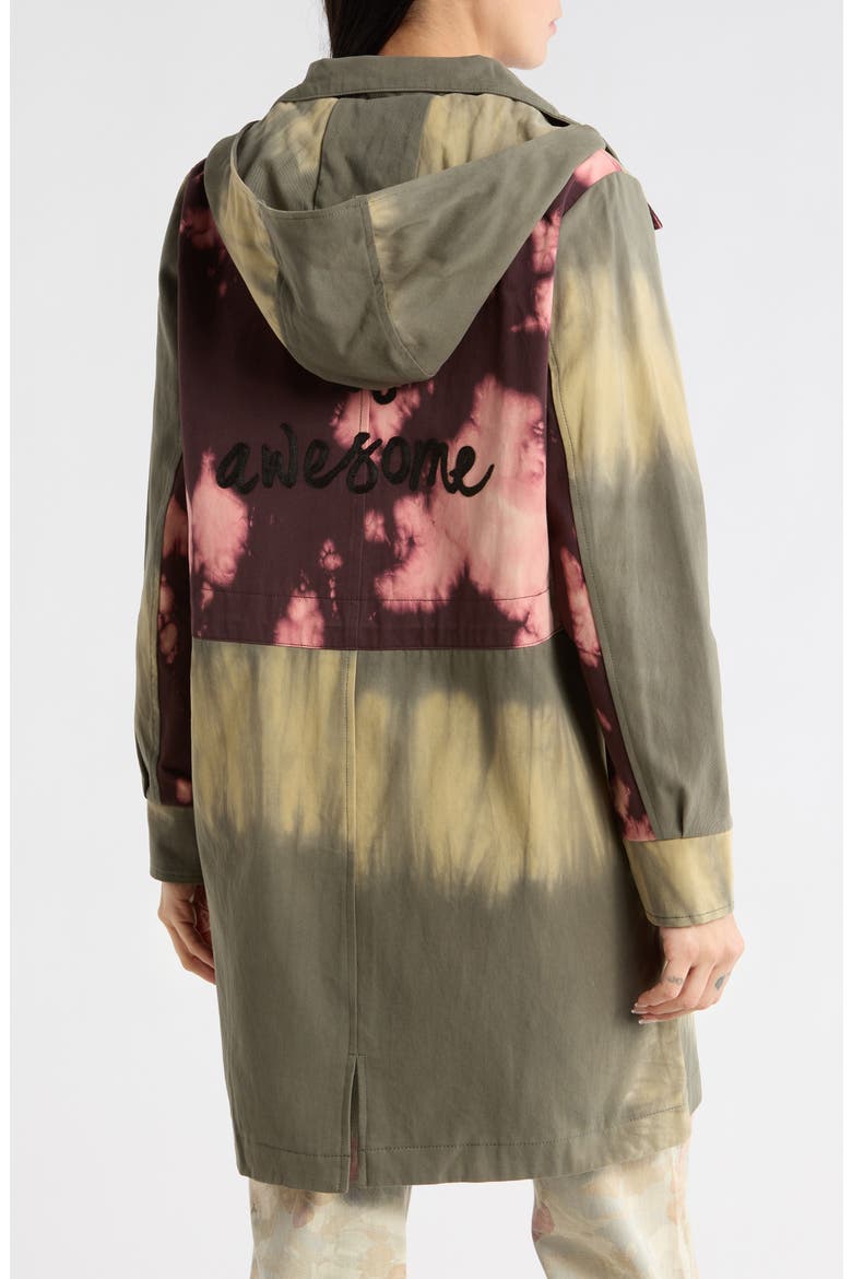 Mixed Print Longline Jacket, Alternate, color, GREEN