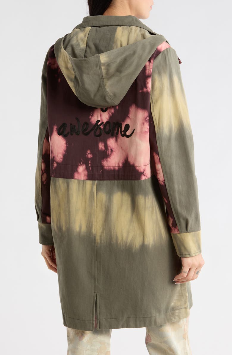 Desigual Mixed Print Longline Jacket, Alternate, color, Green