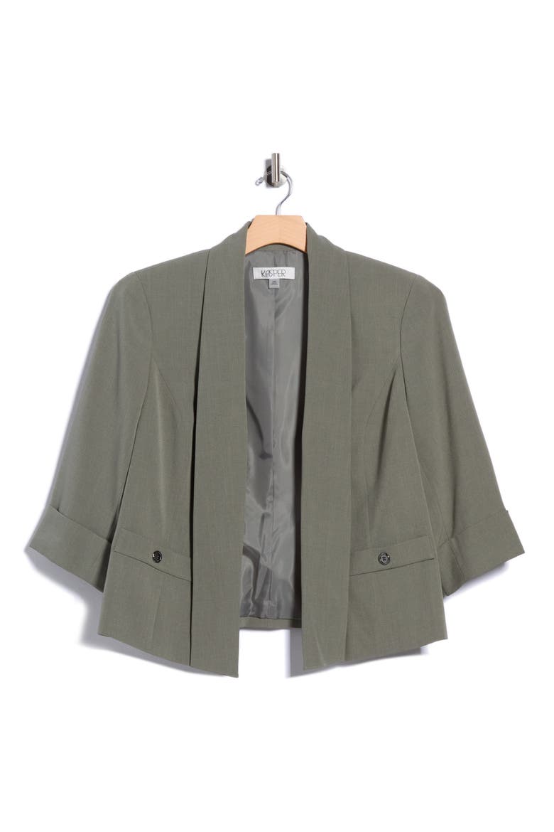 Shawl Collar Three-Quarter Sleeve Jacket, Main, color, DARK SEA STONE