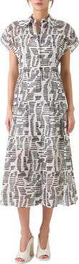 Akris Dance Movements Print Cotton Poplin Shirtdress