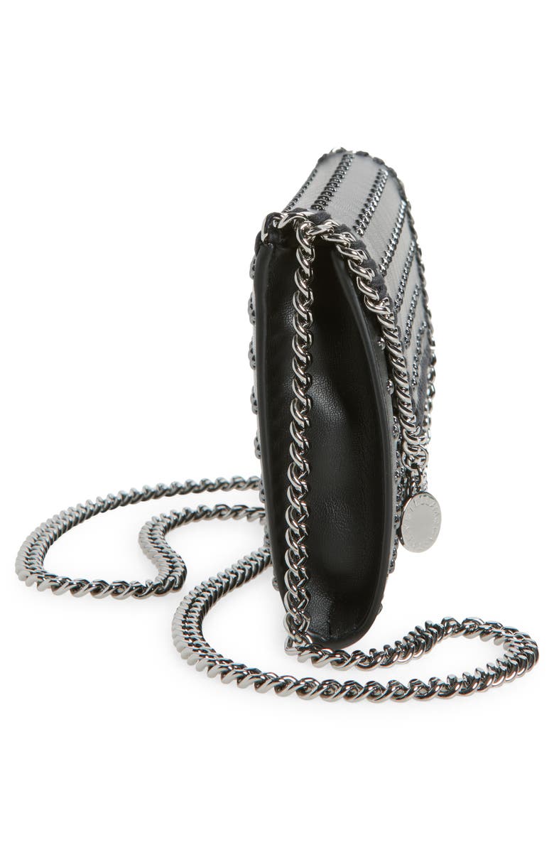 Stella McCartney Falabella Rock Edition NY Faux Leather Wallet on a Chain, Alternate, color, Black