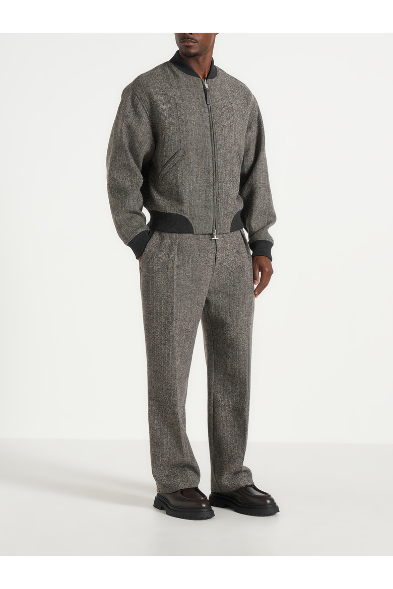 Leandro Herringbone Wool Bomber Jacket, Alternate, color, Grey