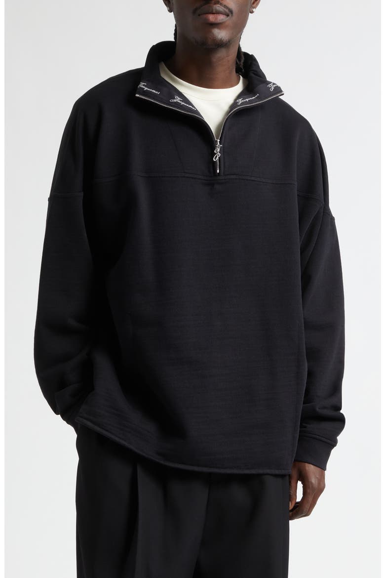 The Rond Carré Half Zip Sweatshirt, Main, color, BLACK