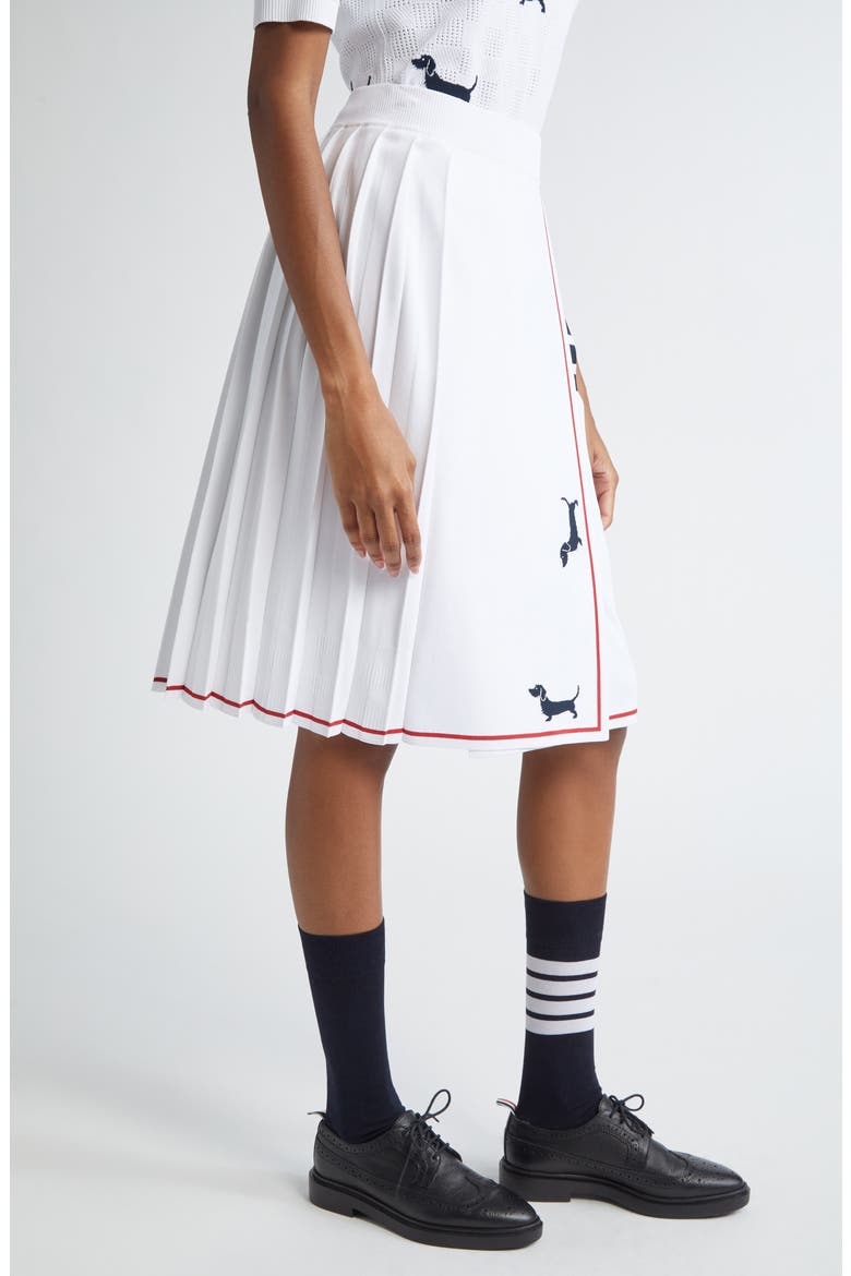 4-Bar Pleated Hector Intarsia Skirt, Alternate, color, WHITE
