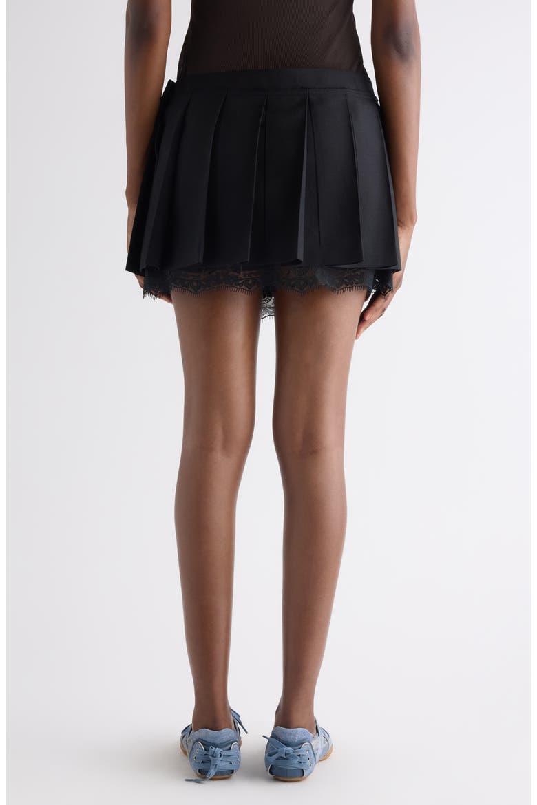 Lace Trim Pleated Miniskirt, Alternate, color, BLACK