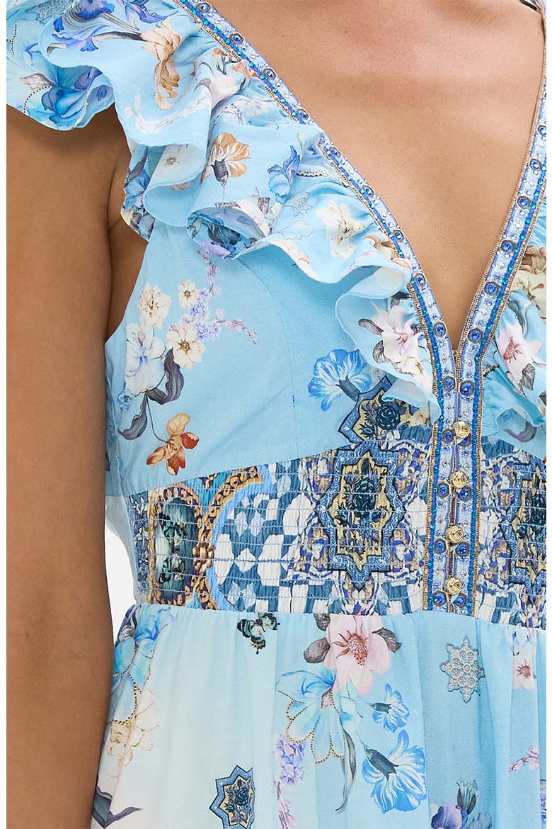 Al Manial Palace Memoirs Ruffle Neck Cotton Tiered Maxi Dress, Alternate, color, AL MANIAL PALACE MEMOIRS