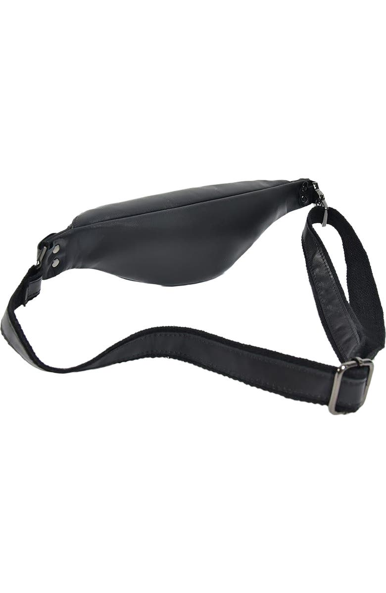 STEEL HORSE LEATHER Sigrid Smooth Black Leather Waist Bag | Smooth Black Leather Fanny Pack, Alternate, color, Black