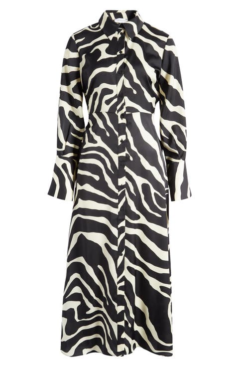 Ruched Side Long Sleeve Midi Shirtdress