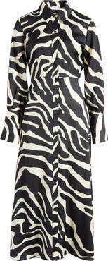 Topshop Ruched Side Long Sleeve Midi Shirtdress