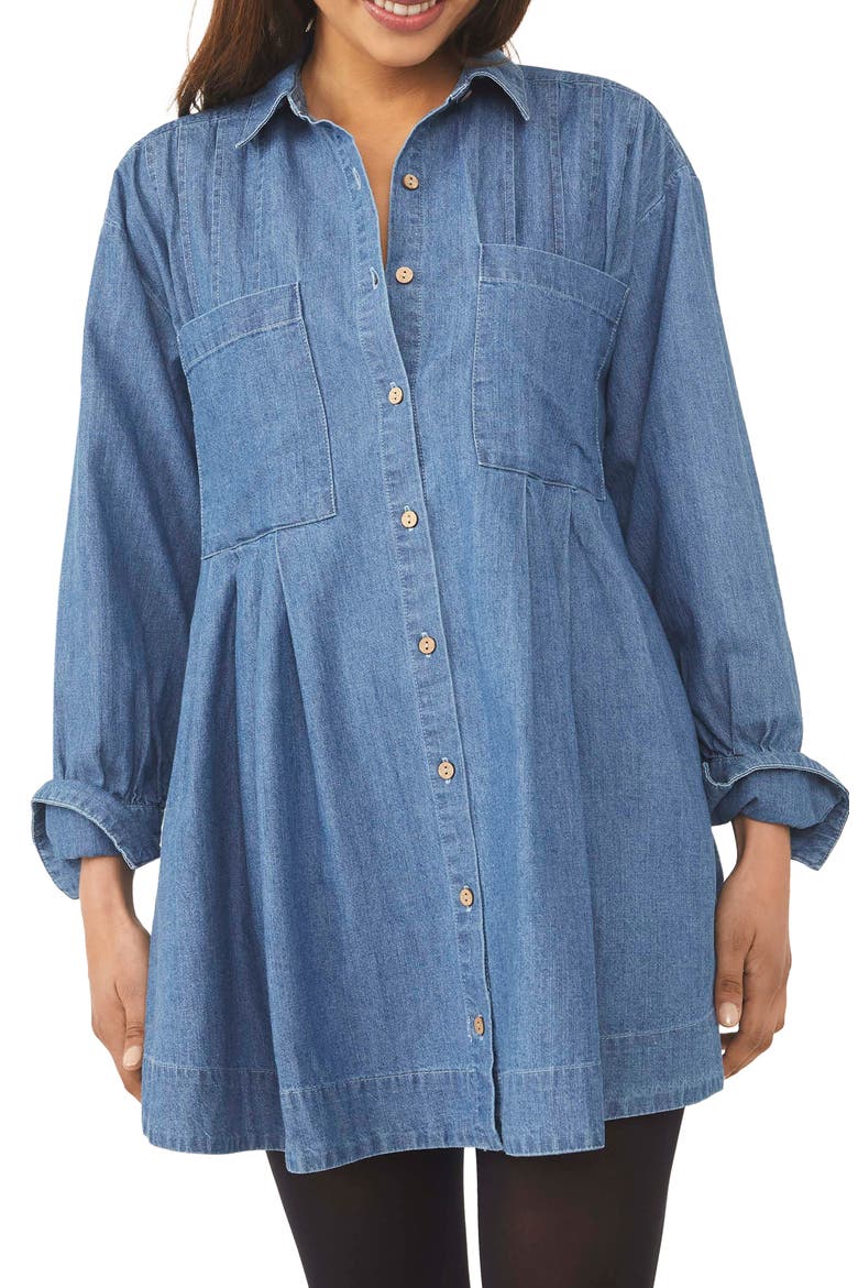 The Denim Voyage Long Sleeve Dress, Main, color, CLEAR SKY
