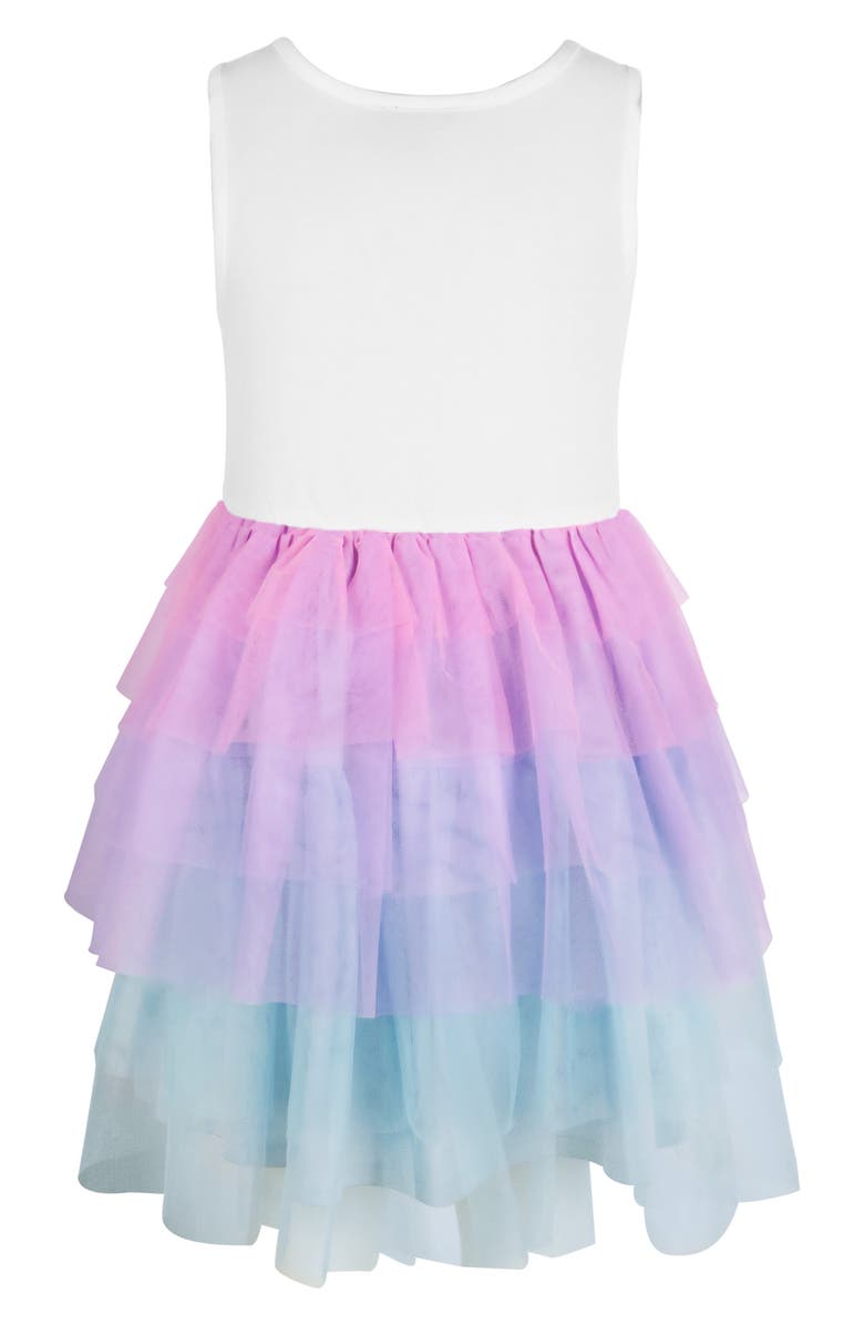 Zunie Kids' Sequin Unicorn Tiered Dress, Alternate, color, Ivory/ Pink Multi