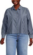 Lands' End Plus Size No Iron Boxy Cropped Shirt