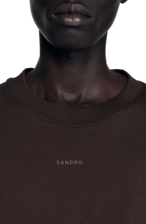Sandro Mens Chocolate Logo-embellished Short-sleeve Cotton T-shirt Xs In Brown
