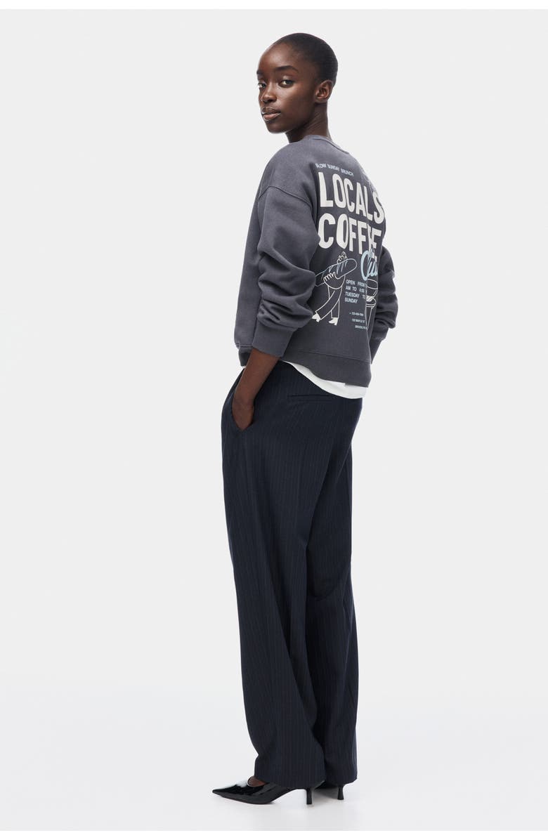 H&M Text-motif Sweatshirt, Alternate, color, Dark Gray/Brunch