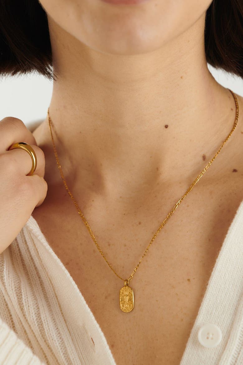 'Libra' Waterproof Gold Zodiac Necklace, Alternate, color, GOLD