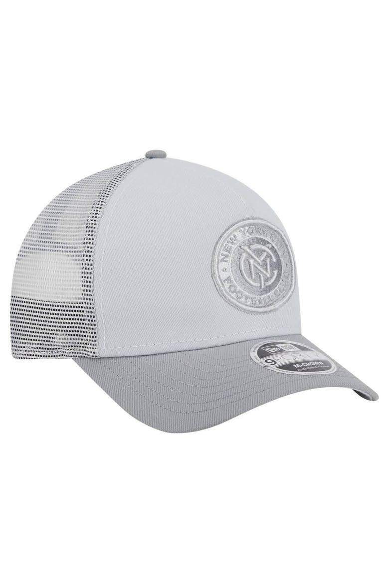 Men's New Era Gray New York City FC Color Pack 9FORTY A-Frame Adjustable Trucker Hat, Alternate, color, Gray