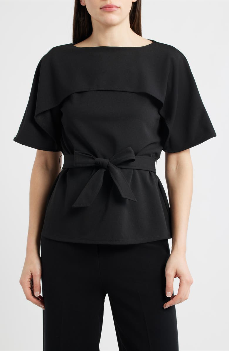 Anne Klein Layered Bateau Neck Knit Top, Main, color, Anne Black