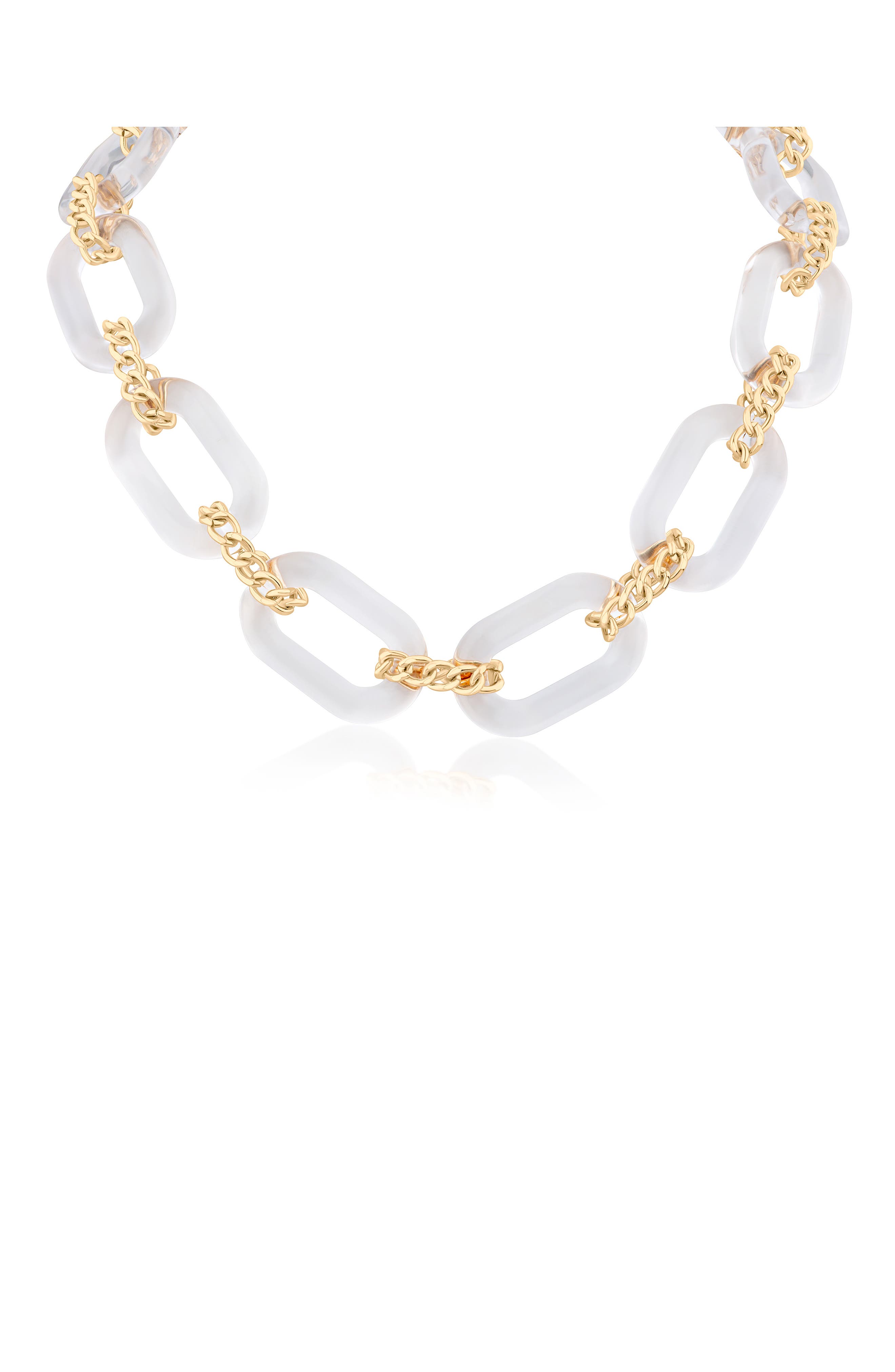 Oval Lucite Chain Statement Necklace