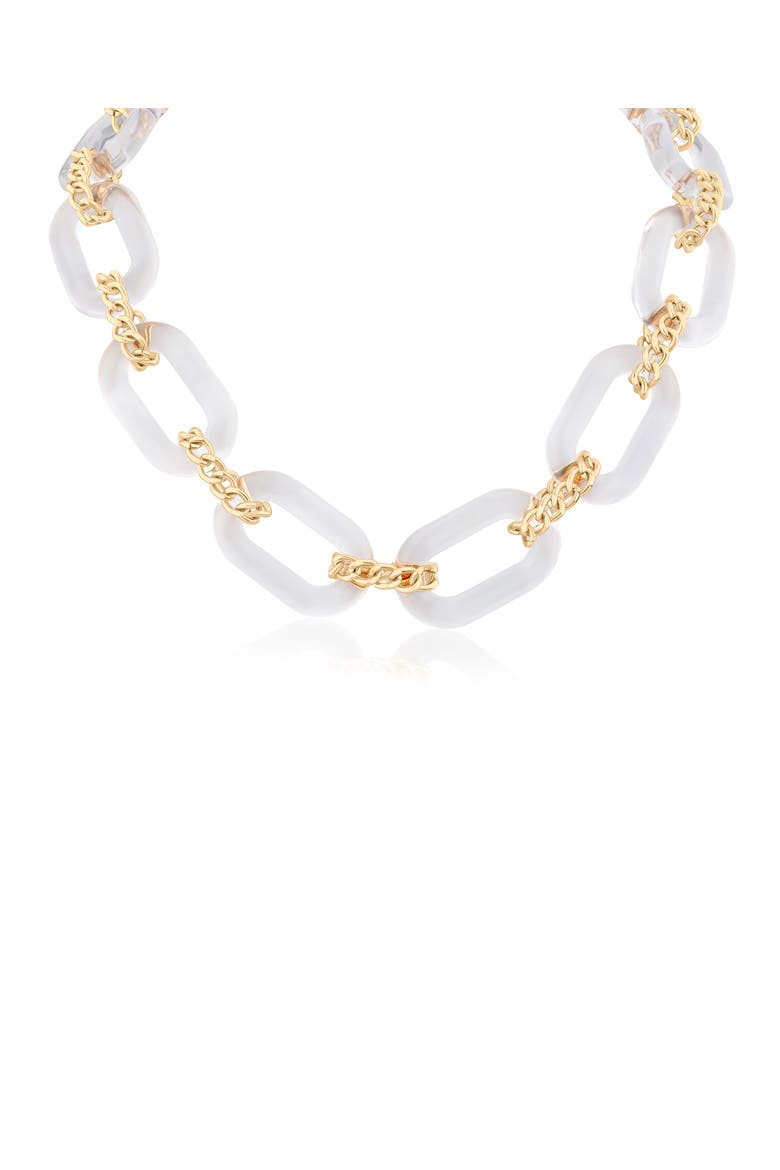 Oval Lucite Chain Statement Necklace, Main, color, CLEAR/ GOLD