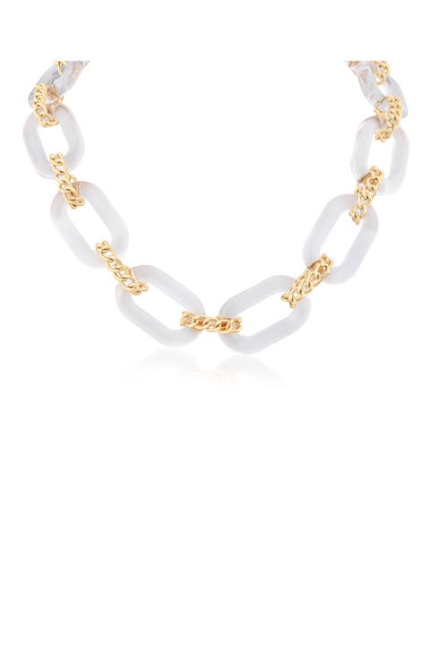 Oval Lucite Chain Statement Necklace