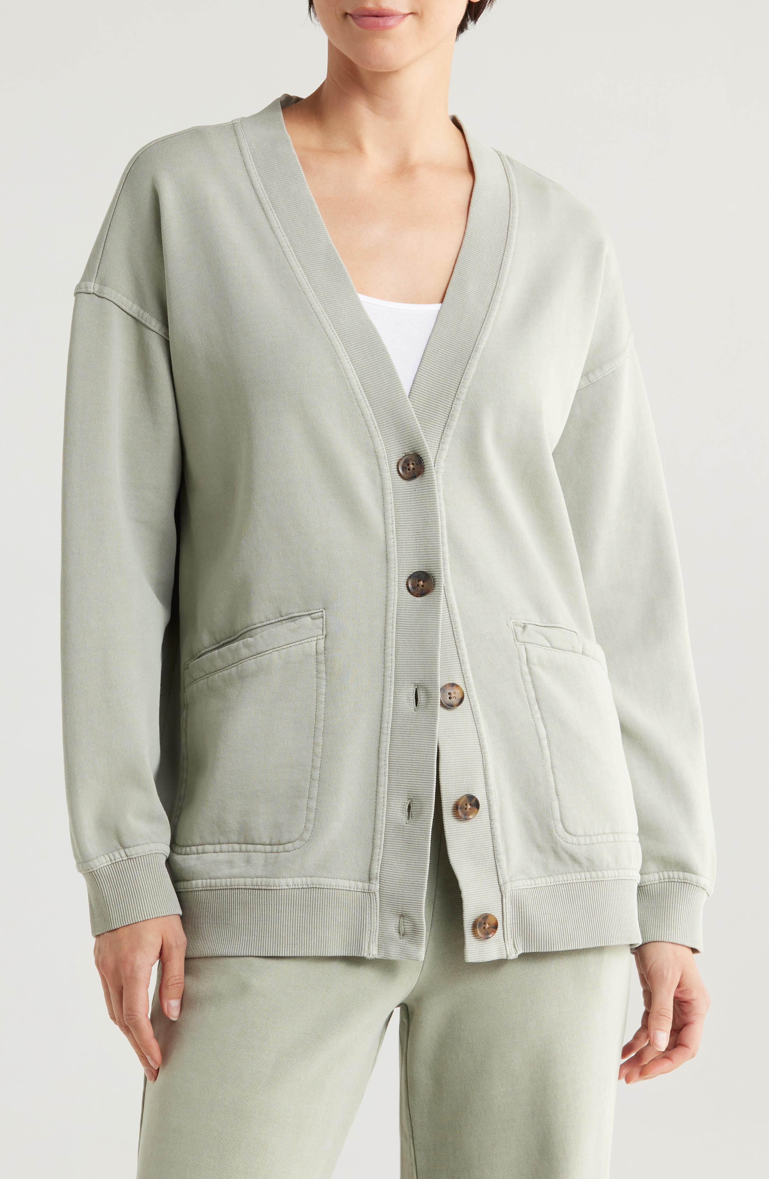 Cloud Nine Cotton Blend Fleece Cardigan