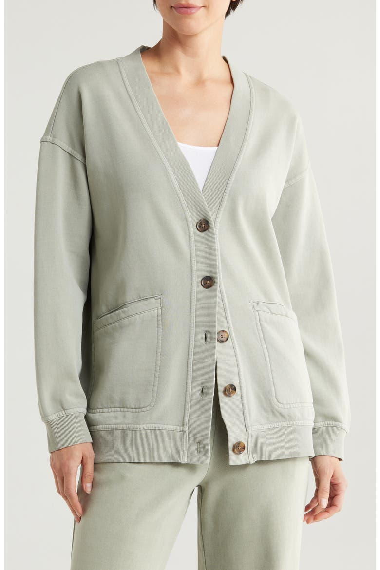 Cloud Nine Cotton Blend Fleece Cardigan, Main, color, SHADOW