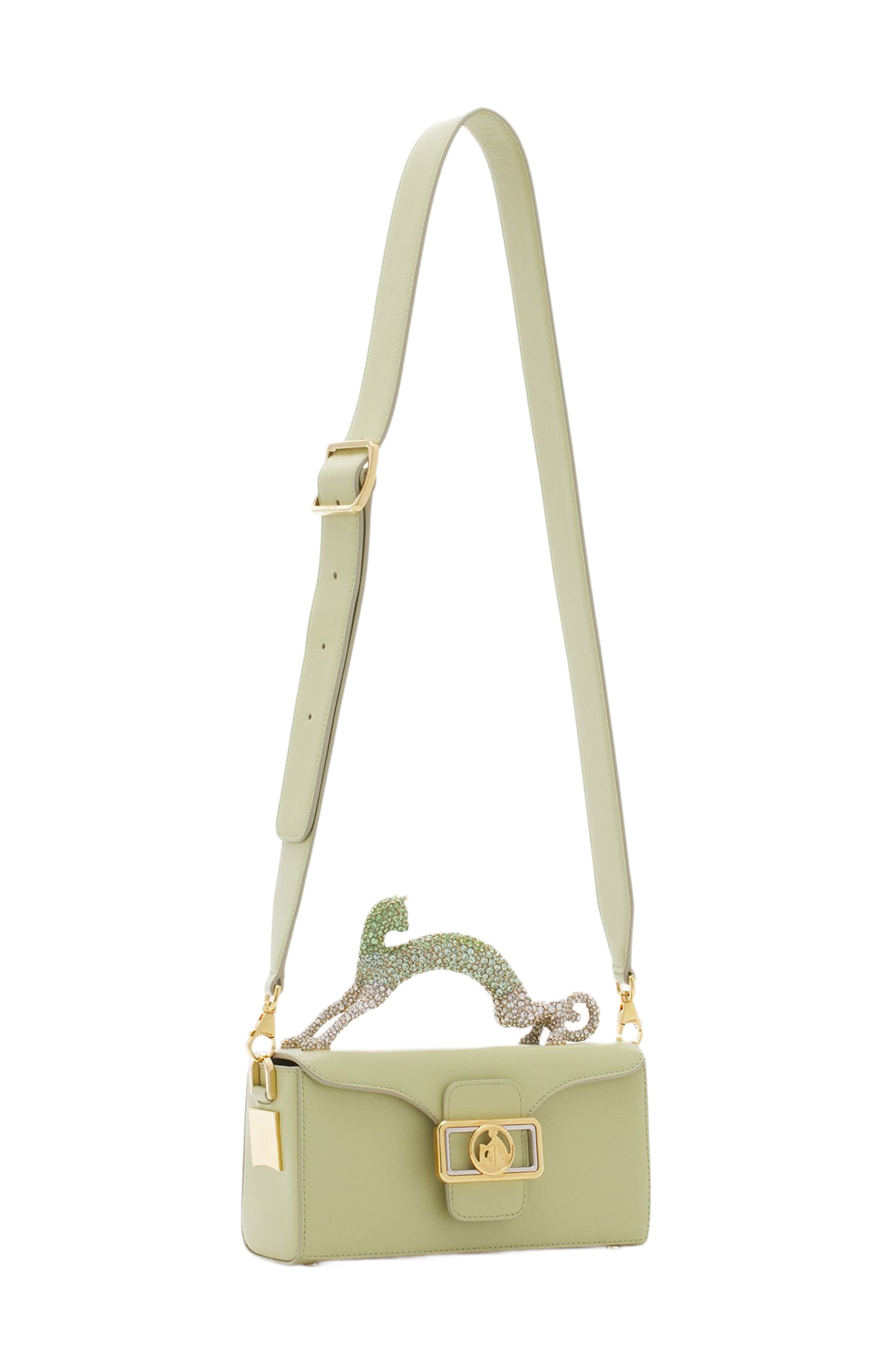 Lanvin Nano Pencil Cat Bag In Leather And Rhinestones, Alternate, color, 