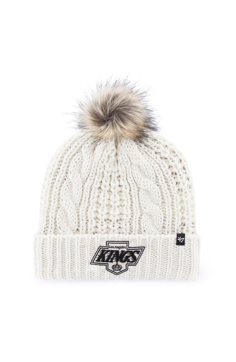 '47 Women's '47 White Los Angeles Kings Logo Meeko Cuffed Knit Hat with Pom, Main, color, 