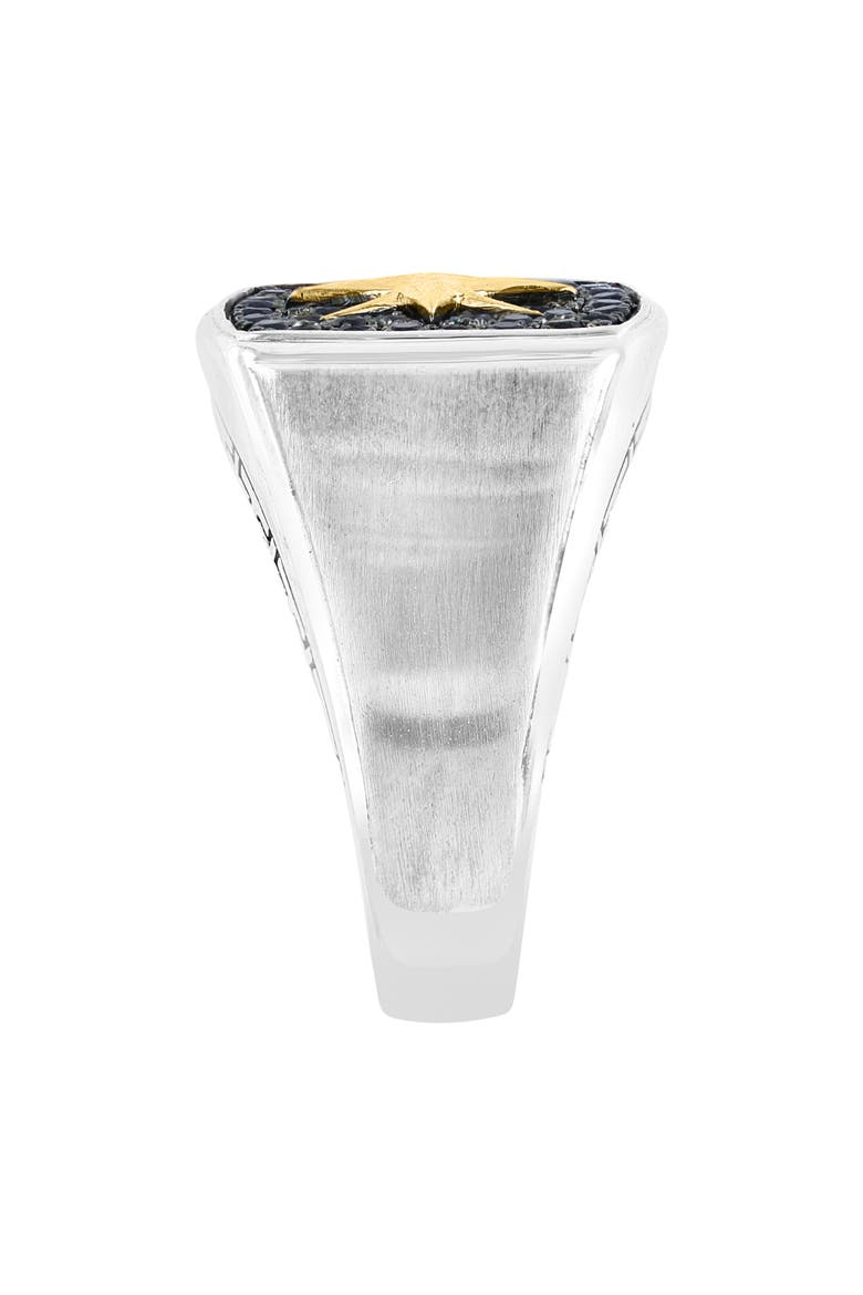 Men's Sterling Silver & 14K Gold Black Sapphire Star Signet Ring, Alternate, color, BLACK
