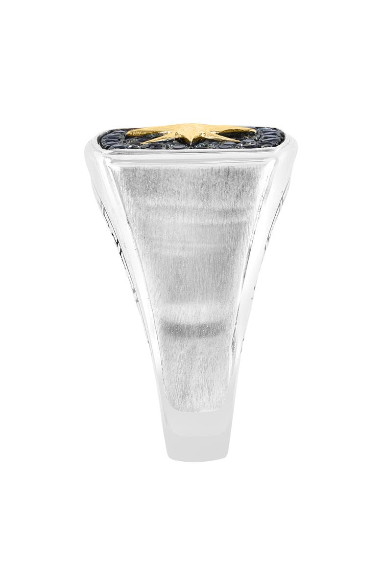 EFFY Men's Sterling Silver & 14K Gold Black Sapphire Star Signet Ring, Alternate, color, Black