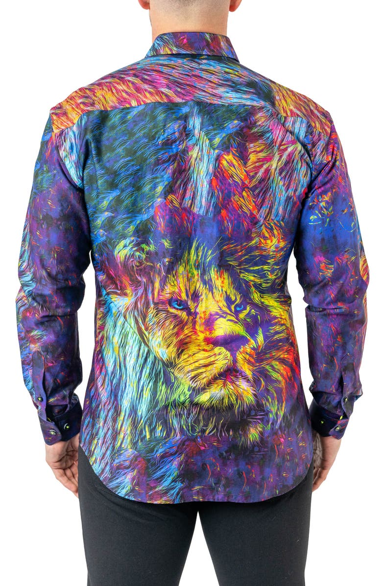 Maceoo Fibonacci Liontrip 20 Multi Contemporary Fit Button-Up Shirt, Alternate, color, Blue