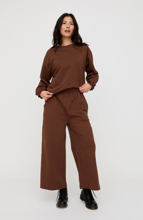 Turtledove London Organic Cotton Noor Wide Leg Trousers In Brown