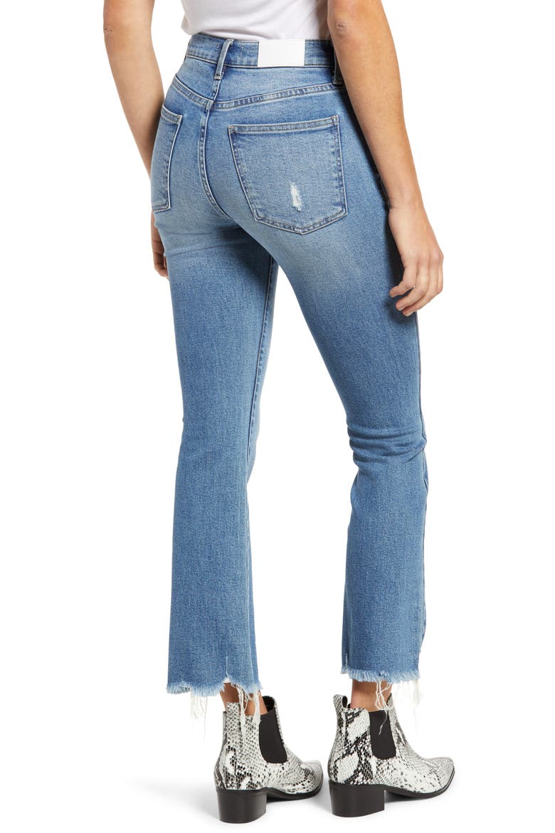 Lennon High Waist Chew Hem Crop Bootcut Jeans, Alternate, color, MED BLUE