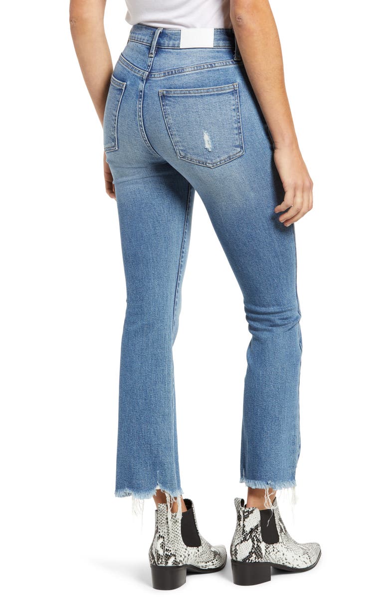 Pistola Lennon High Waist Chew Hem Crop Bootcut Jeans, Alternate, color, Med Blue