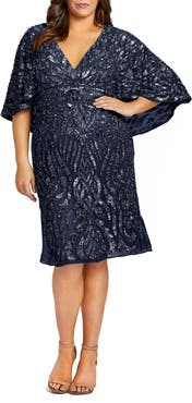 Mac Duggal Embellished Cape Sleeve Cocktail Dress