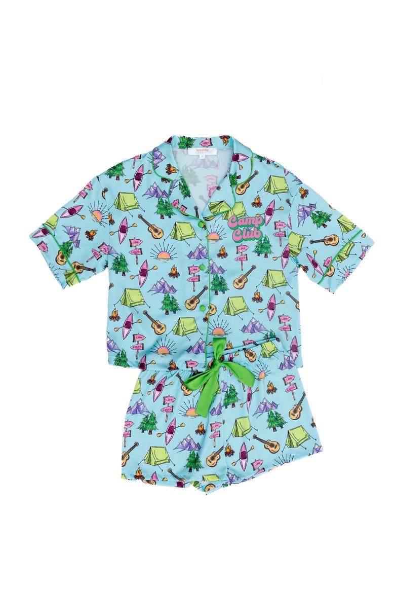 Kids Silky Camp Club Short Sleeve Short Set, Main, color, Camp Club