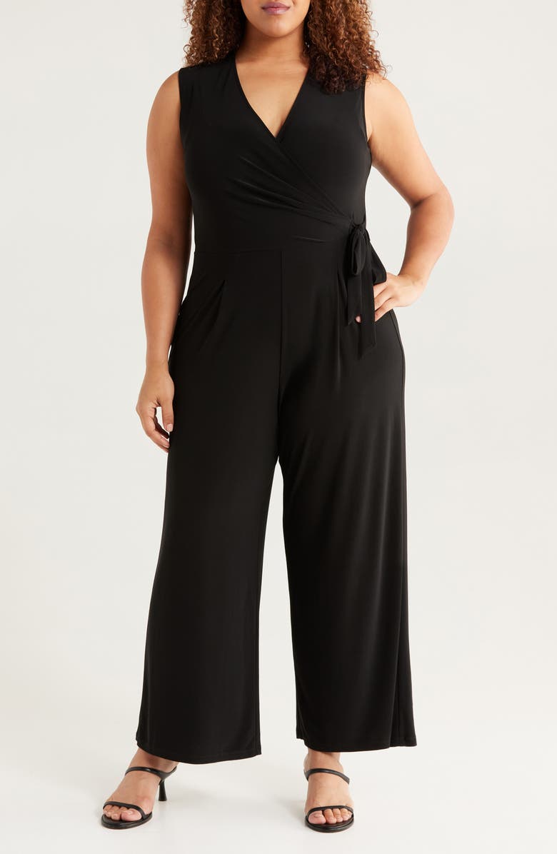 Anne Klein Wrap Bodice Jersey Jumpsuit, Main, color, 