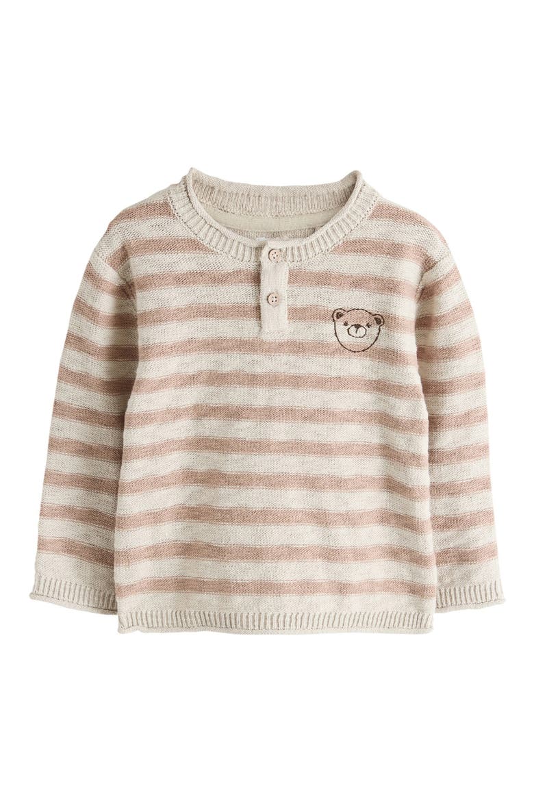 Kids' Stripe Stitch Bear Sweater, Main, color, NEUTRAL
