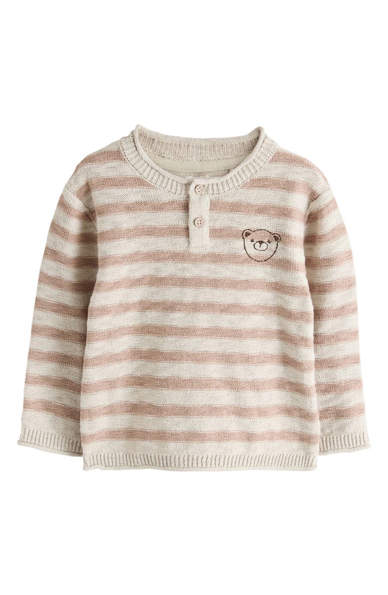NEXT Kids' Stripe Stitch Bear Sweater, Main, color, Neutral
