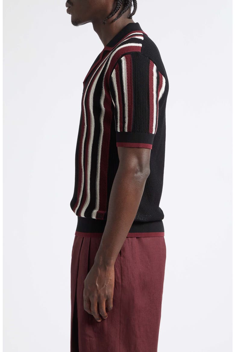 Serafino Stripe Polo, Alternate, color, N9875 NERO/ B.CO/ BORDEAUX