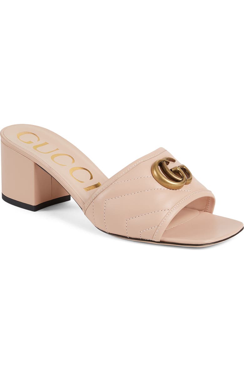 Gucci GG Chevron Matelassé Slide Sandal, Main, color, Skin Rose