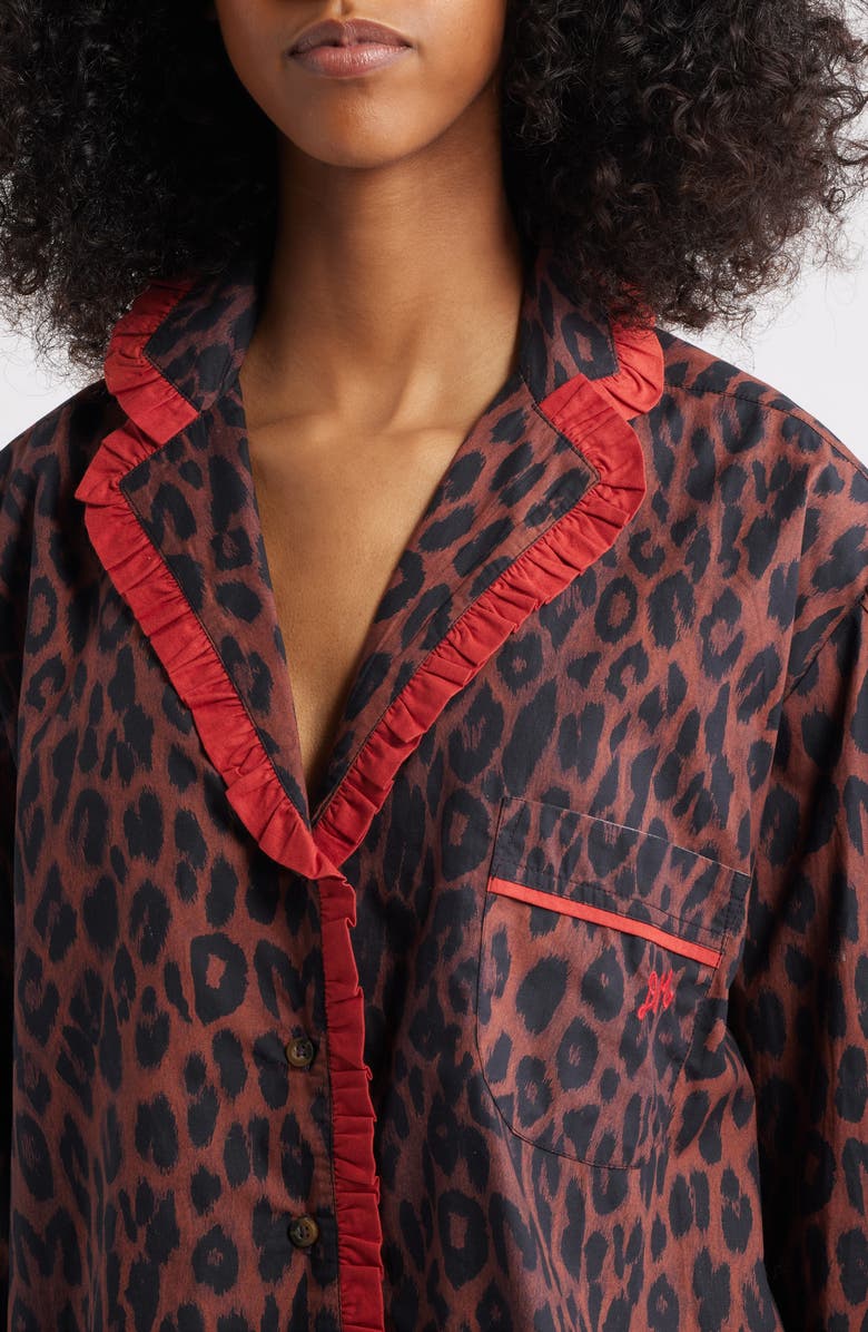 Damson Madder Antonia Leopard Print Pajamas, Alternate, color, Leopard