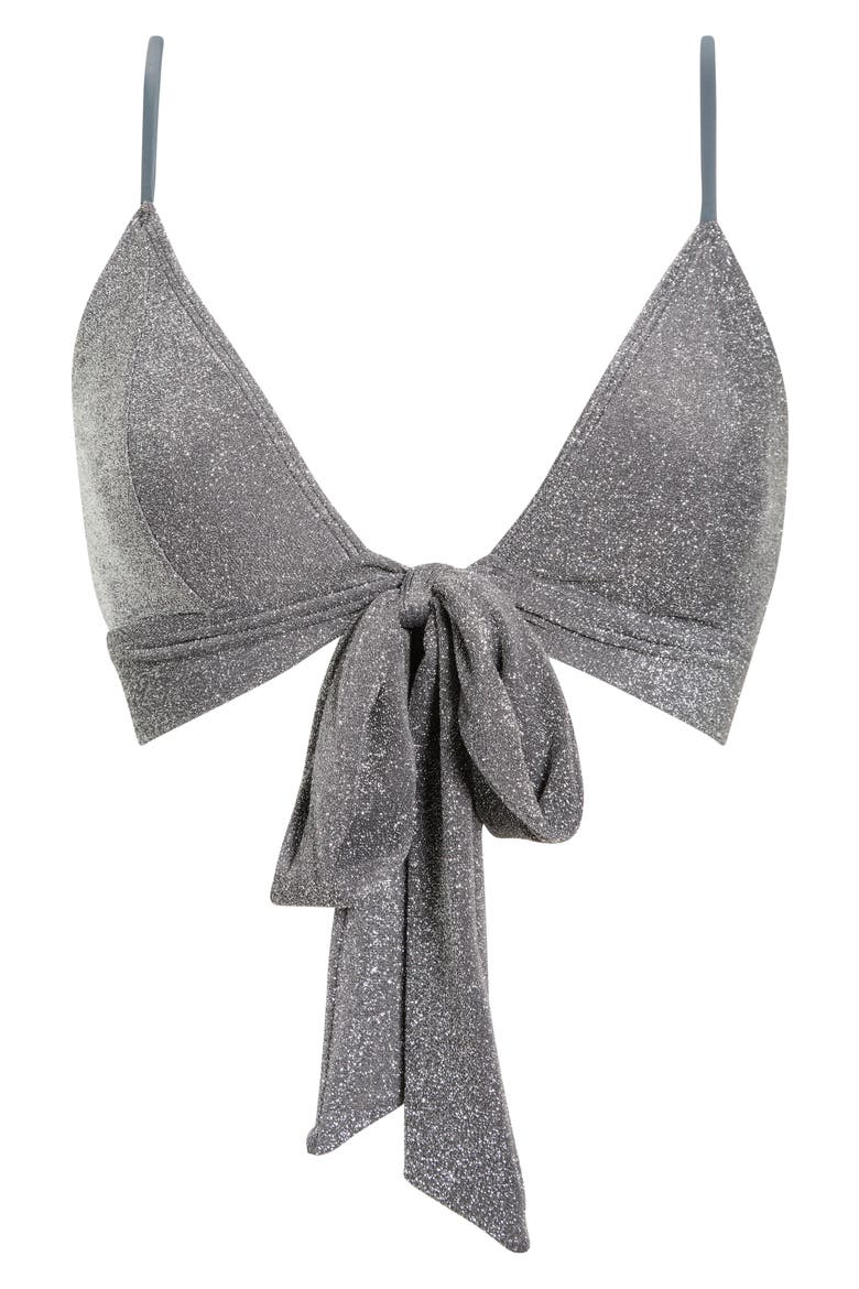 Sydney Metallic Tie Front Bikini Top, Alternate, color, PAVEMENT